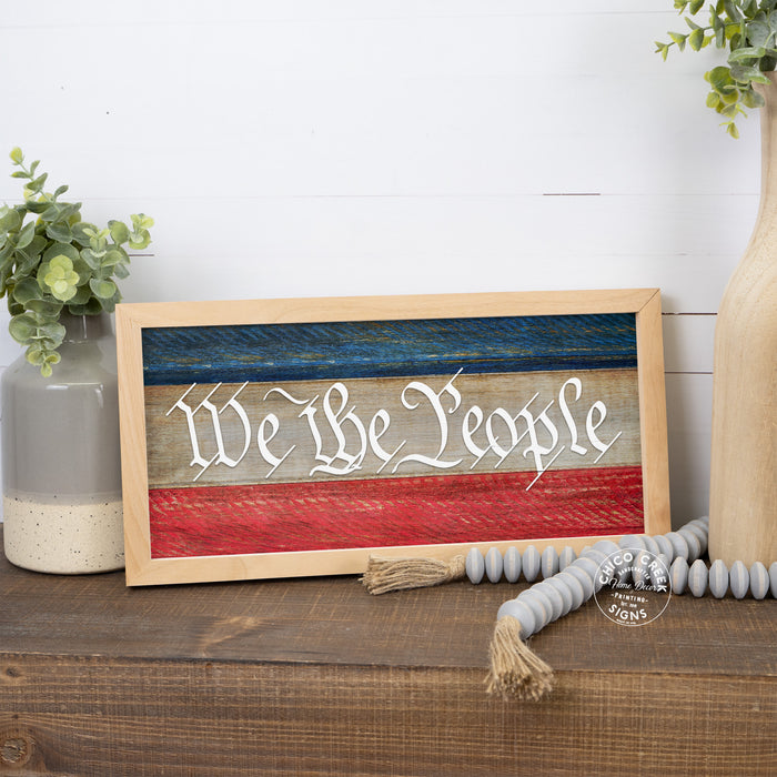 We The People Constitution Wood Framed Sign Patriotic Summer Decor F1-07140010018