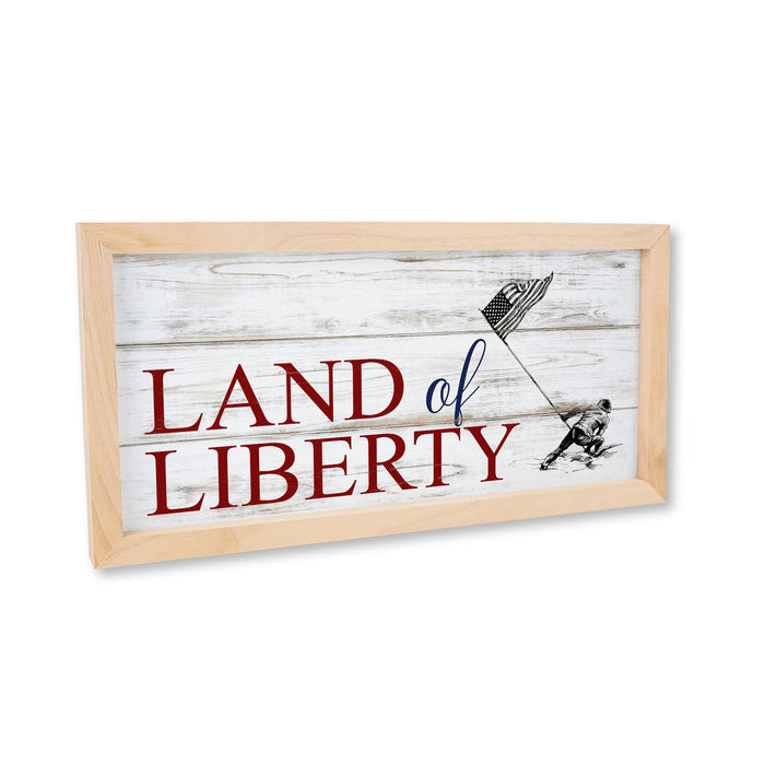 Land Of Liberty Wood Framed Sign Patriotic Summer Decor F1-07140010019
