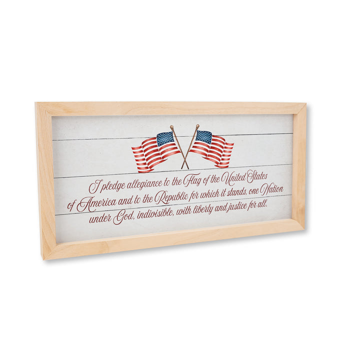 Pledge of Allegiance Wood Framed Sign Patriotic Summer Decor F1-07140010021
