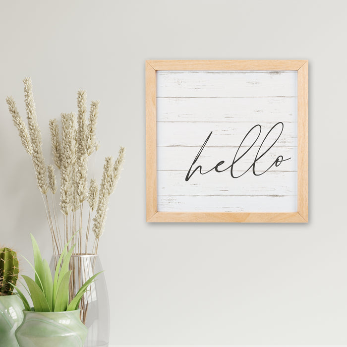 Hello Wood Entry Sign Framed F1-10100001004