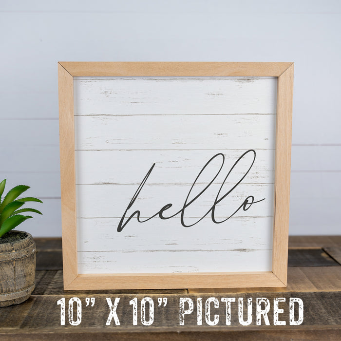 Hello Wood Entry Sign Framed F1-10100001004