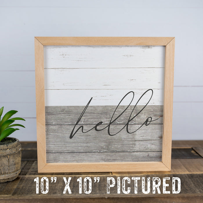 Hello Wood Entry Sign Framed F1-10100001010