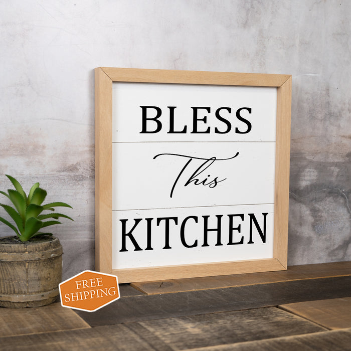 Bless This Kitchen Sign Framed Wood F1-10100001016