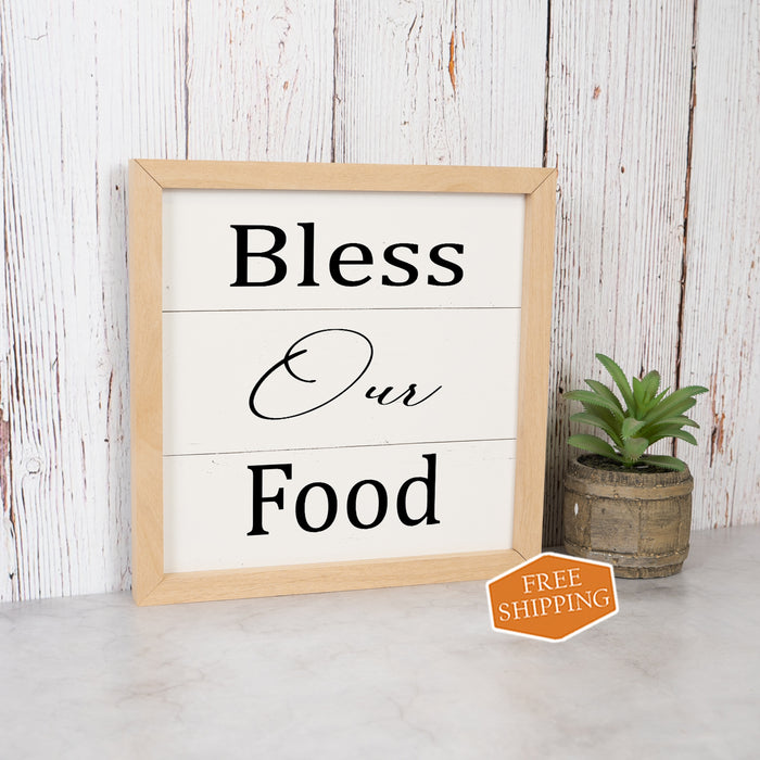 Bless Our Food Framed Wood Sign F1-10100001017