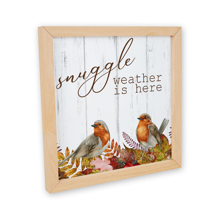 Snuggle Weather Is Here Fall Wood Framed Sign Autumn Rustic Home Thanksgiving Fall Leaves F1-10100002002