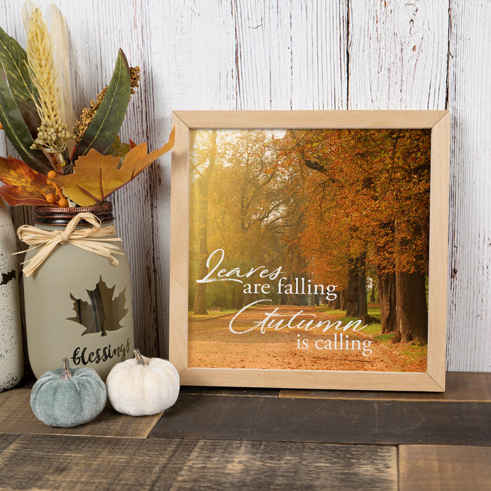 Leaves are Falling Autumn Calling Wood Framed Autumn Decor Rustic Thanksgiving F1-10100002004
