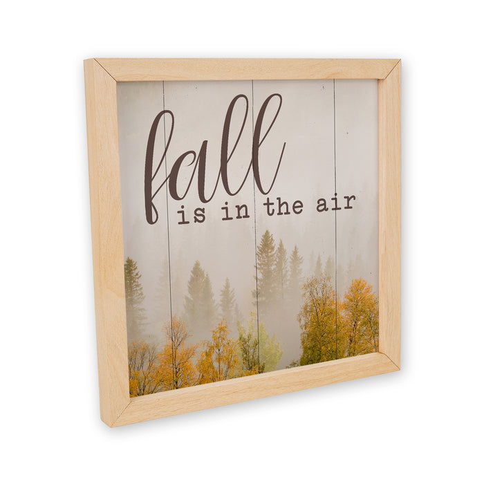 Fall Is In The Air Sign Wood Framed Autumn Decor Rustic Home Gift Thanksgiving Fall Leaves F1-10100002007