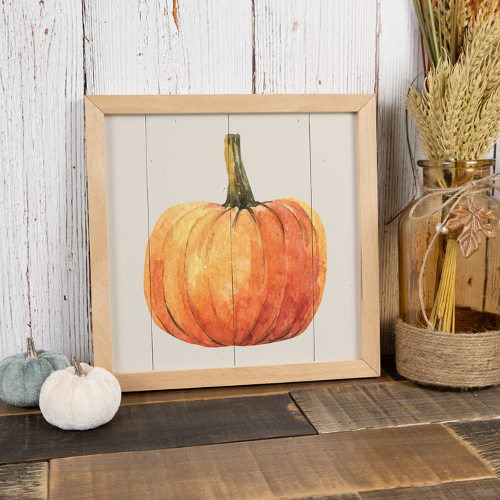 Pumpkin Squash Fall Sign Wood Framed Autumn Decor Rustic Home Thanksgiving Fall Leaves F1-10100002008