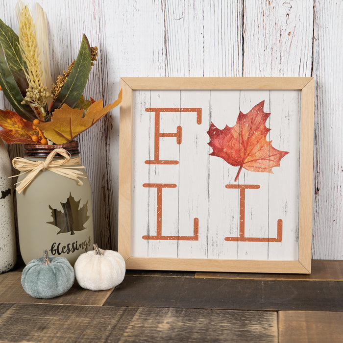 Fall Maple Leaf Sign Wood Framed Autumn Rustic Home Decor Shabby Thanksgiving Fall Leaves F1-10100002022