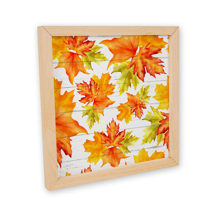 Fall Maple Leaf Sign Color Change Wood Framed Autumn Rustic Decor Thanksgiving Oak Aspen Dogwood F1-10100002023