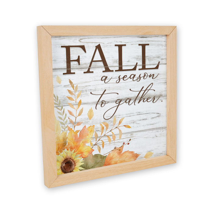 Fall A Season To Gather Sign Wood Framed Autumn Rustic Home Decor Thanksgiving Fall Leaves F1-10100002025