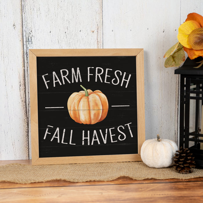 Farm Fresh Fall Harvest Sign Wood Framed Autumn Rustic Home Decor Thanksgiving Fall Leaves F1-10100002027