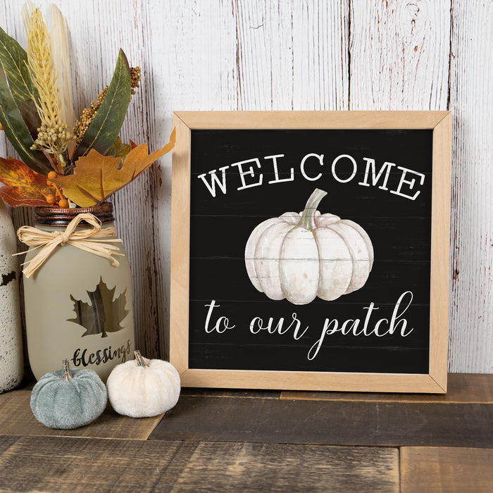 Welcome Pumpkin Patch Sign Wood Framed Autumn Rustic Home Decor Thanksgiving F1-10100002028
