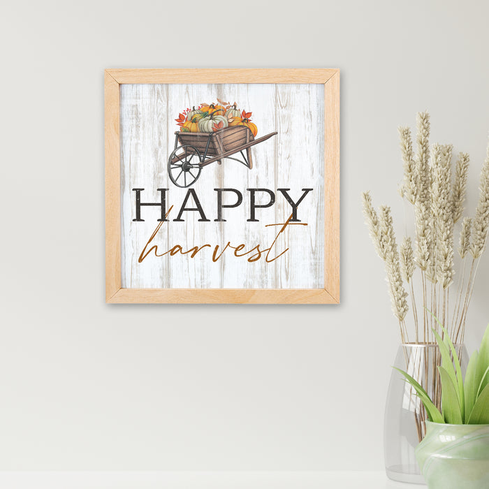 Happy Harvest Pumpkin Patch Fall Sign Wood Framed Autumn Rustic Thanksgiving Fall Leaves F1-10100002031