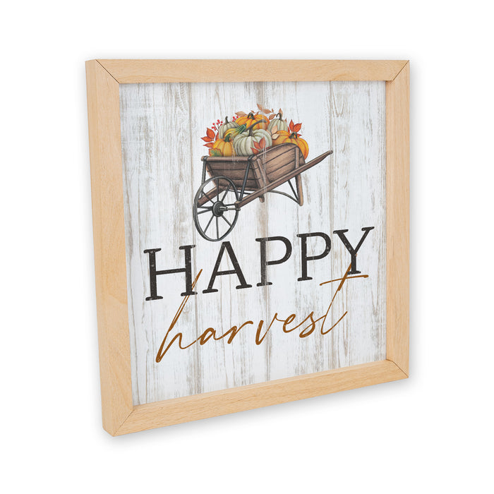 Happy Harvest Pumpkin Patch Fall Sign Wood Framed Autumn Rustic Thanksgiving Fall Leaves F1-10100002031
