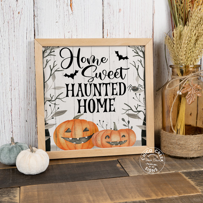 Home Sweet Haunted Home Wood Sign Halloween Decor Halloween Decoration Spooky Rustic Home Fall Decoration Autumn 10x10 F1-10100003010