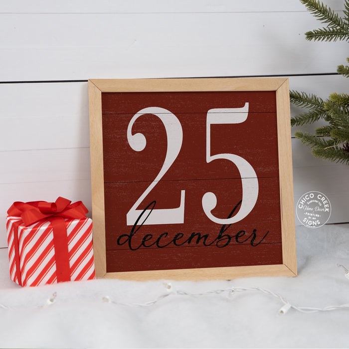 Demember 25th Wood Sign Red