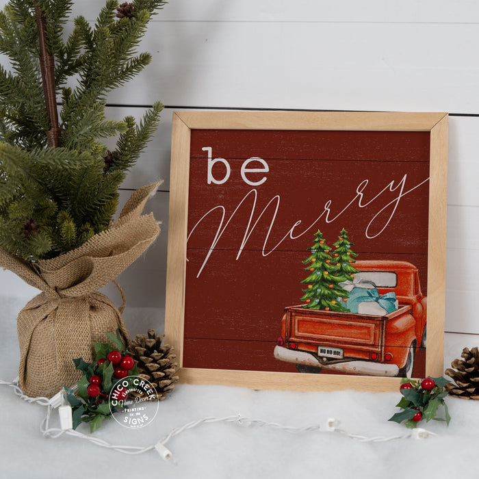 Be Merry Wood Sign Red Christmas Signs