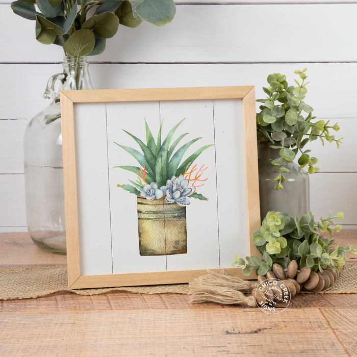 House Plant Watercolor Wood Sign Framed F1-10100005005