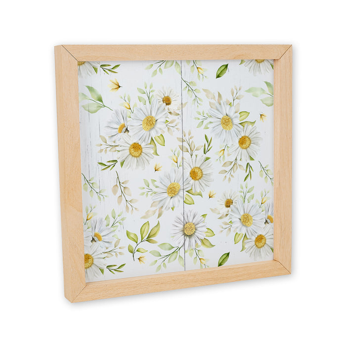 Wildflower Daisy Print Spring Wood Framed Sign F1-10100007006