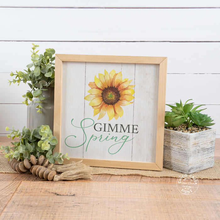 Gimme Spring Wood Framed Sunflower Sign F1-10100007019