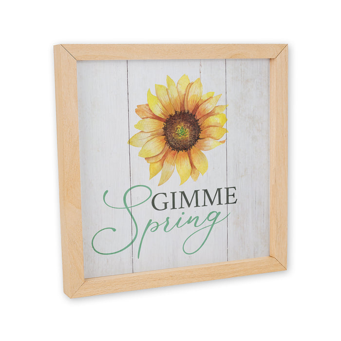 Gimme Spring Wood Framed Sunflower Sign F1-10100007019