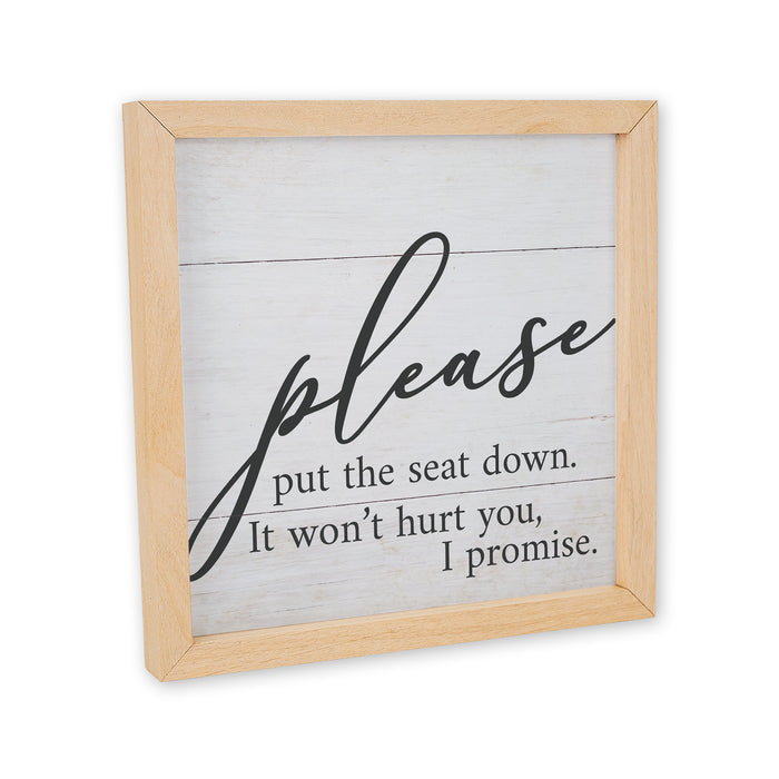 Please Put The Seat Down Wood Framed Sign Bathroom Decor F1-10100009004