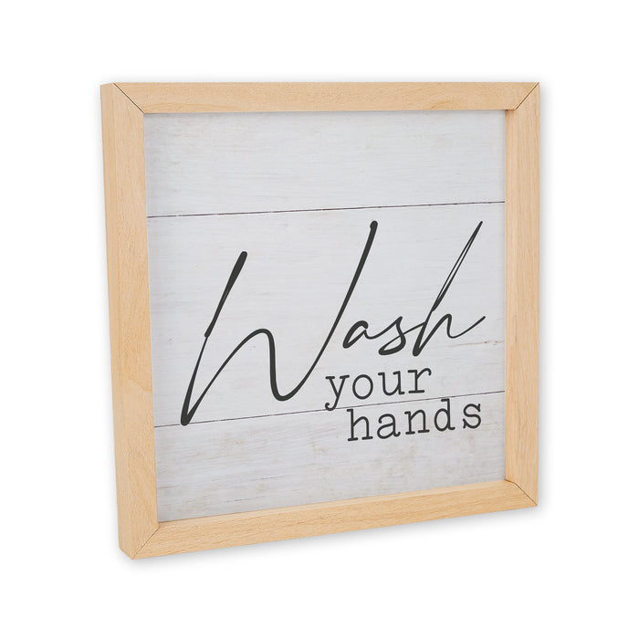 Wash Your Hands Wood Framed Bathroom Sign F1-10100009022