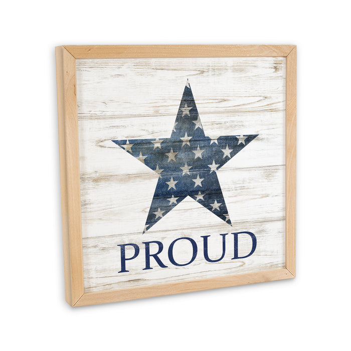 Proud To Be An American Sign Framed Wood Patriotic Rustic Decor F1-10100010011