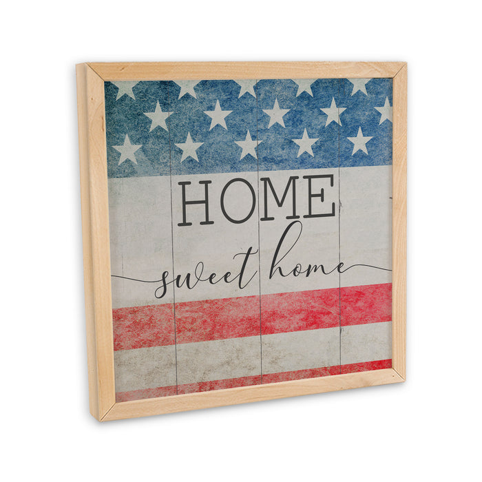 Home Sweet Home Sign Framed Wood Patriotic Rustic Home Decor F1-10100010014