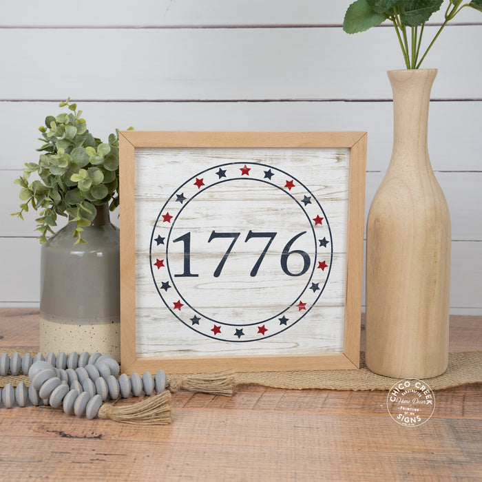 4th of July Sign Framed Wood Patriotic 1776 Independence Day Decor F1-10100010016