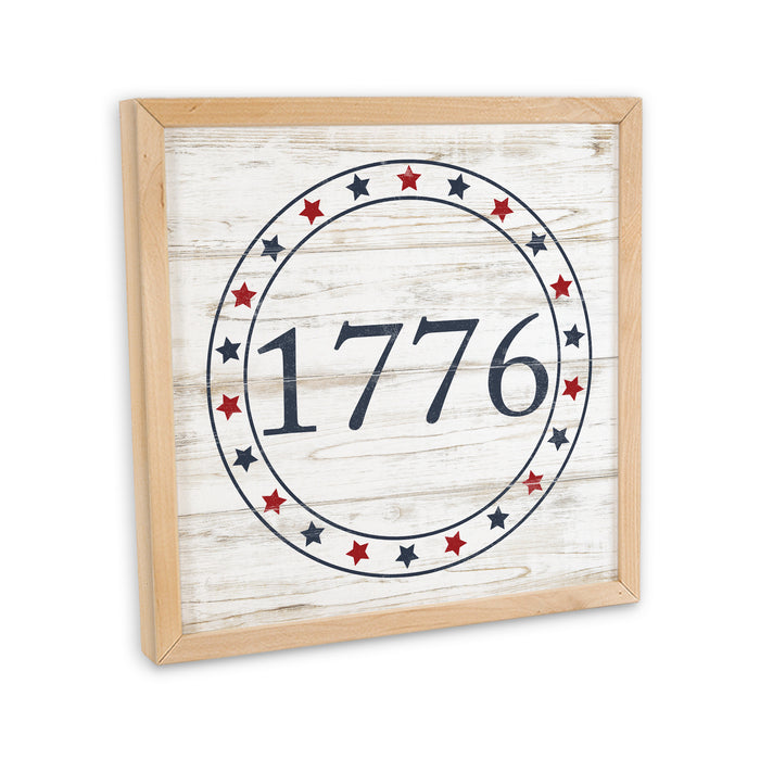 4th of July Sign Framed Wood Patriotic 1776 Independence Day Decor F1-10100010016