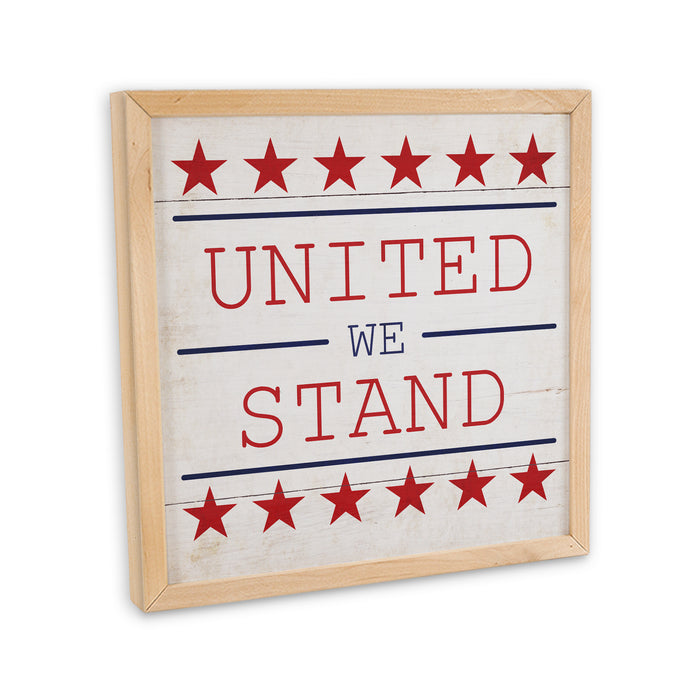 United We Stand Sign Framed Wood Patriotic Home Decor F1-10100010020