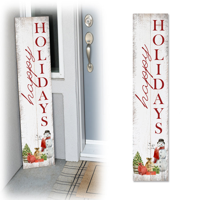 Happy Holidays Snowman Christmas Porch Sign