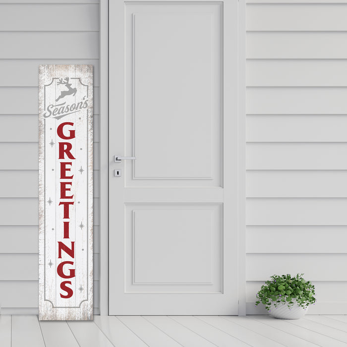 Season's Greetings White & Red Christmas Porch Sign P1-10480001007