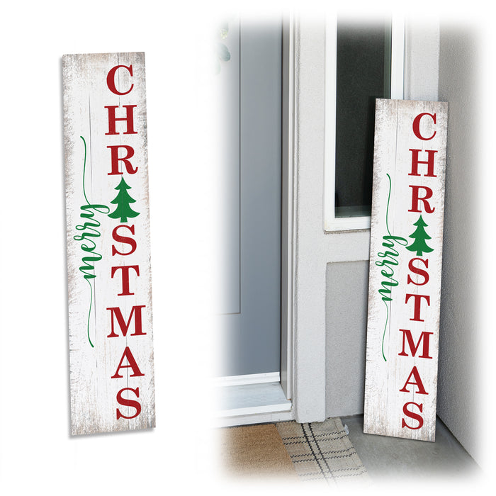 Merry Christmas Tree White Holiday Christmas Porch Sign P1-10480001012