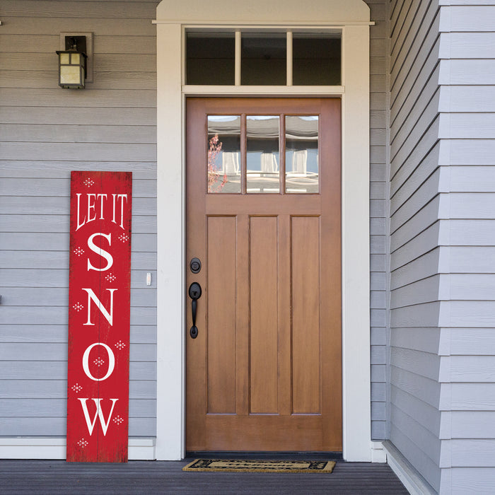 Let It Snow Red Holiday Christmas Porch Sign P1-10480001013