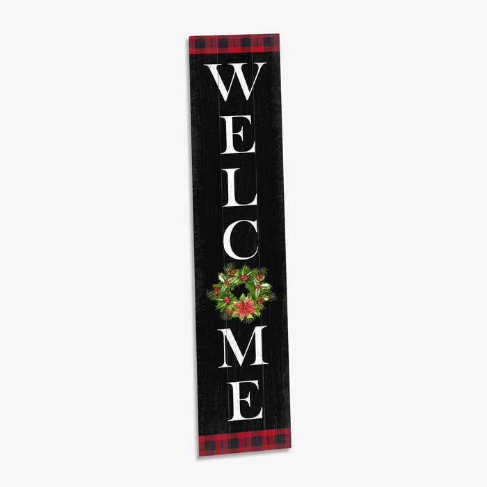 Welcome Wreath Black Holiday Christmas Porch Sign P1-10480001020