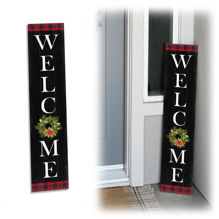 Welcome Wreath Black Holiday Christmas Porch Sign P1-10480001020