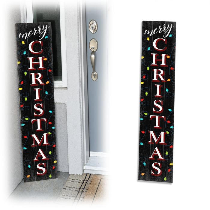 Merry Christmas Lights Black Holiday Christmas Porch Sign P1-10480001021